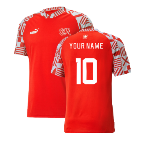 2022-2023 Switzerland Pre-Match Shirt (Red) (Your Name)