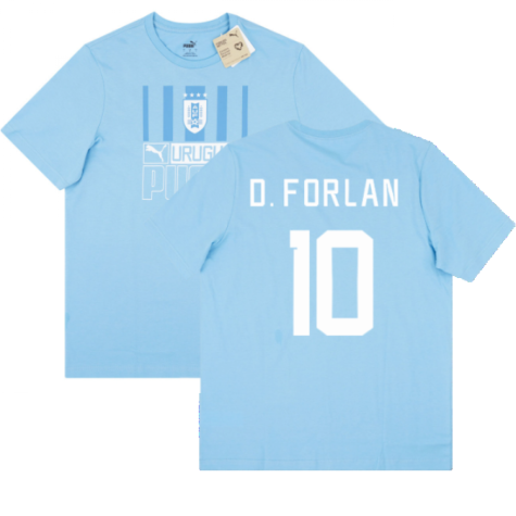 2022-2023 Uruguay FtblCore Tee (Blue) (D. FORLAN 10)