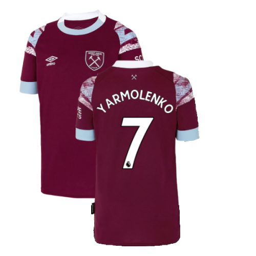 2022-2023 West Ham Home Shirt (Kids) (YARMOLENKO 7)