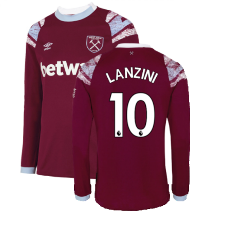 2022-2023 West Ham Long Sleeve Home Shirt (LANZINI 10)