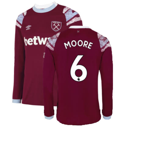 2022-2023 West Ham Long Sleeve Home Shirt (MOORE 6)