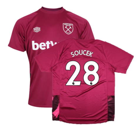 2022-2023 West Ham Training Jersey (S) - Red Plum (SOUCEK 28)