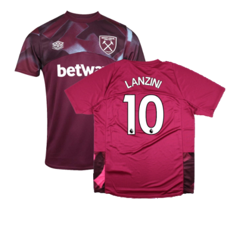 2022-2023 West Ham Warm Up Jersey (Grape Wine) (LANZINI 10)