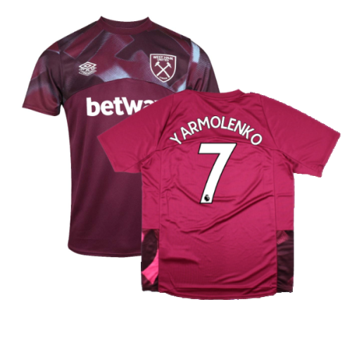 2022-2023 West Ham Warm Up Jersey (Grape Wine) (YARMOLENKO 7)