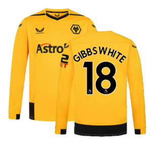 2022-2023 Wolves Long Sleeve Home Shirt (GIBBS WHITE 18) 2022-2023 Wolves Long Sleeve Home Shirt (GIBBS WHITE 18)