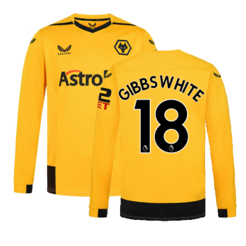 2022-2023 Wolves Long Sleeve Home Shirt (GIBBS WHITE 18)