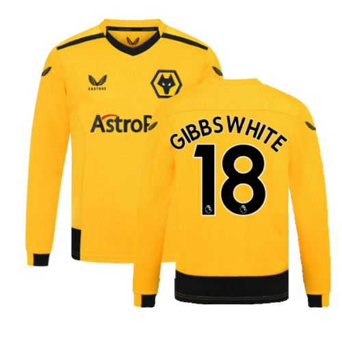 2022-2023 Wolves Long Sleeve Home Shirt (Kids) (GIBBS WHITE 18)