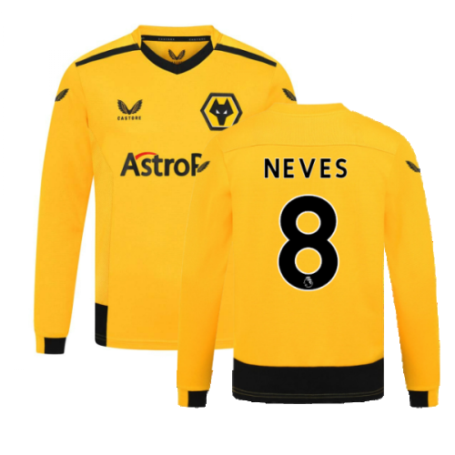 2022-2023 Wolves Long Sleeve Home Shirt (Kids) (NEVES 8)