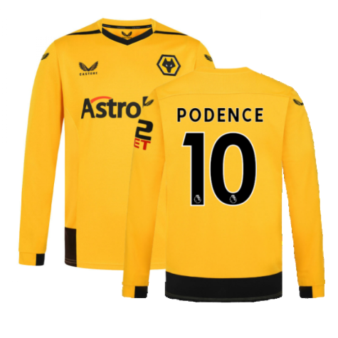 2022-2023 Wolves Long Sleeve Home Shirt (PODENCE 10)