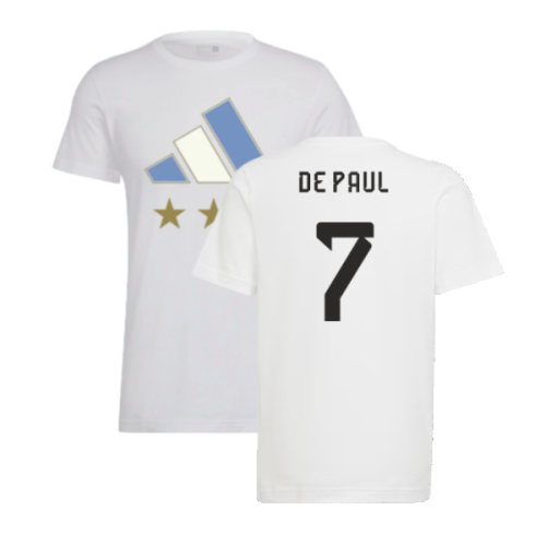 2022 Argentina World Cup Winners Tee (White) (DE PAUL 7)