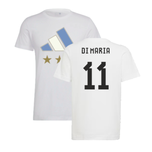 2022 Argentina World Cup Winners Tee (White) (DI MARIA 11)