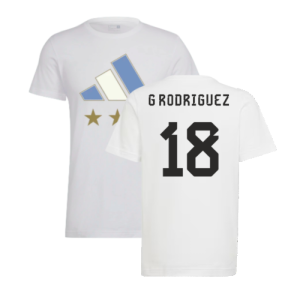 2022 Argentina World Cup Winners Tee (White) (G RODRIGUEZ 18)