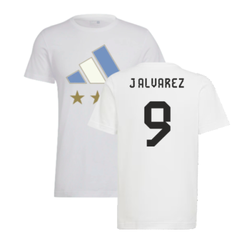 2022 Argentina World Cup Winners Tee (White) (J ALVAREZ 9)