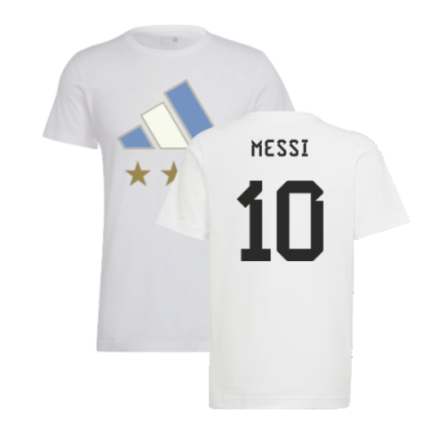 2022 Argentina World Cup Winners Tee (White) (MESSI 10)