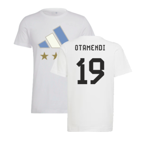 2022 Argentina World Cup Winners Tee (White) (OTAMENDI 19)