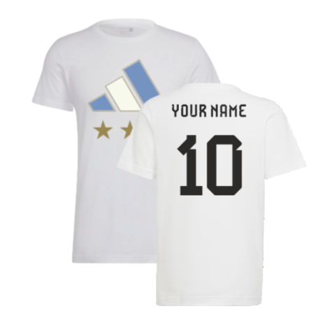 2022 Argentina World Cup Winners Tee (White) (Your Name)