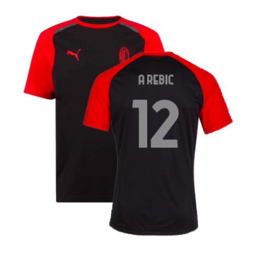 2023-2024 AC Milan Casuals Tee (Black) (A Rebic 12)