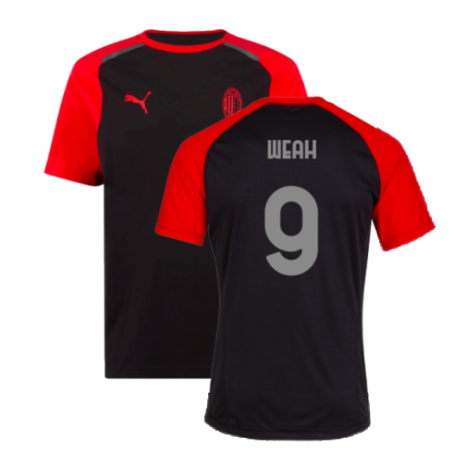 2023-2024 AC Milan Casuals Tee (Black) (Weah 9)