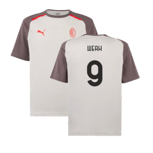 2023-2024 AC Milan Casuals Tee (Light Grey) (Weah 9)