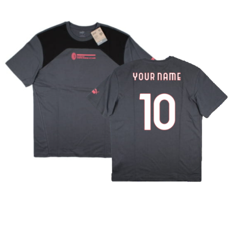 2023-2024 AC Milan FtblCulture Tee (Grey) (Your Name)