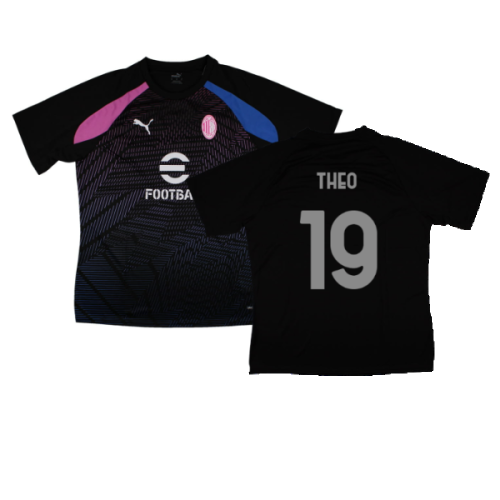 2023-2024 AC Milan Pre-Match Jersey (Black) (Theo 19)