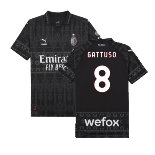 2023-2024 AC Milan x PLEASURES Authentic Jersey (Gattuso 8)