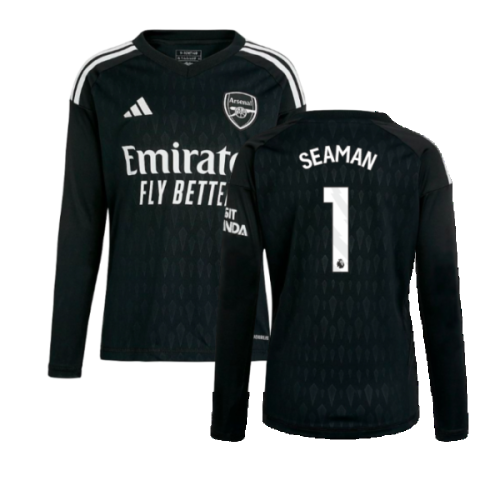 2023-2024 Arsenal Home Goalkeeper Shirt (Black) - Kids (SEAMAN 1)