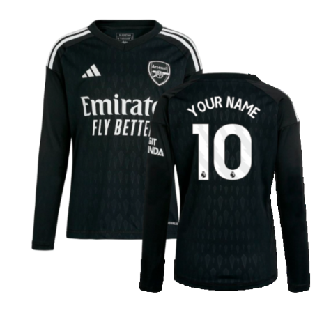 2023-2024 Arsenal Home Goalkeeper Shirt (Black) - Kids (Your Name)