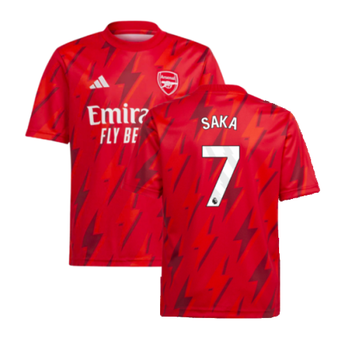 2023-2024 Arsenal Pre-Match Shirt (Red) - Kids (Saka 7)