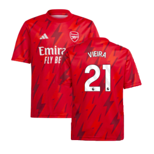 2023-2024 Arsenal Pre-Match Shirt (Red) - Kids (Vieira 21)