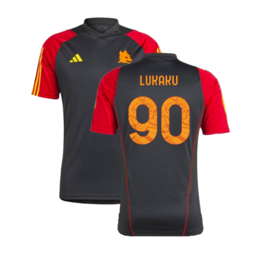 2023-2024 AS Roma Training Shirt (Black) (LUKAKU 90)