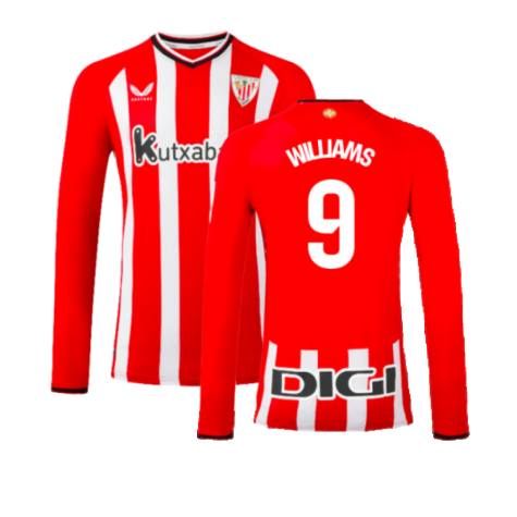 2023-2024 Athletic Bilbao Long Sleeve Home Shirt (Williams 9)