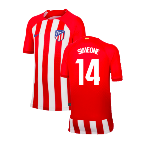 2023-2024 Atletico Madrid Home Shirt (Kids) (Simeone 14)