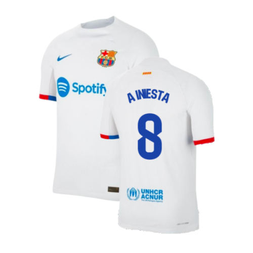 2023-2024 Barcelona Away Authentic Away Shirt (A Iniesta 8)