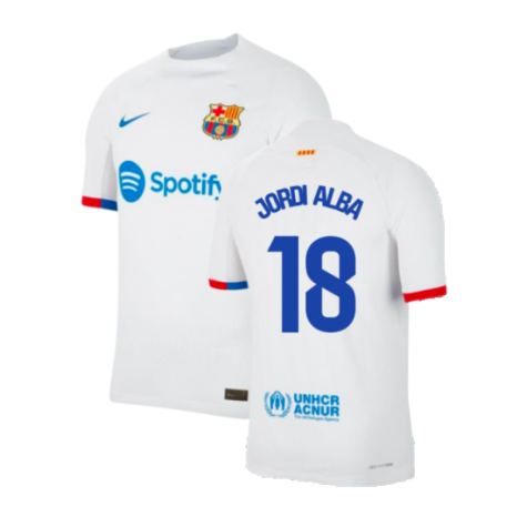 2023-2024 Barcelona Away Authentic Away Shirt (Jordi Alba 18)