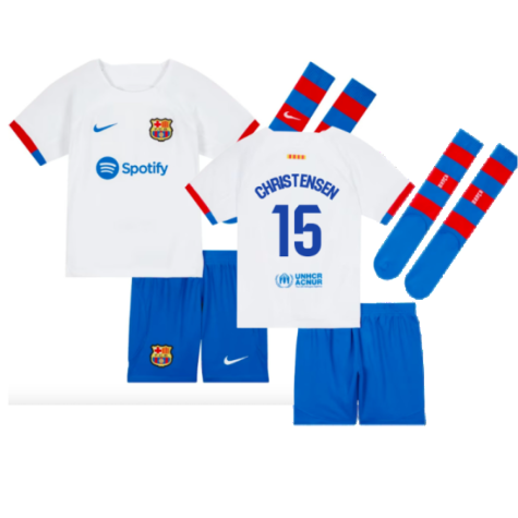 2023-2024 Barcelona Away Little Boys Mini Kit (Christensen 15)