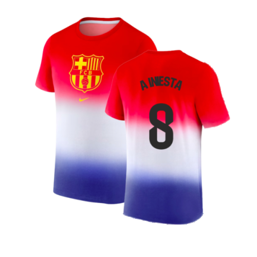 2023-2024 Barcelona Crest Tee (Blue) (A Iniesta 8)