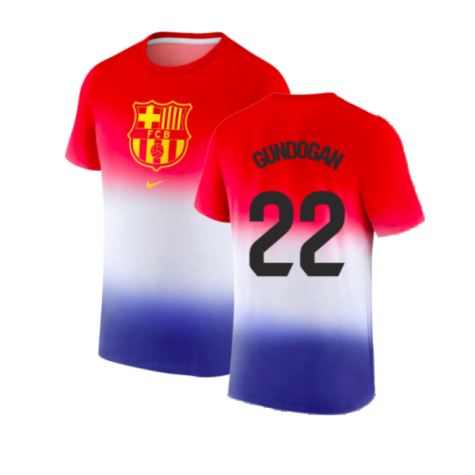 2023-2024 Barcelona Crest Tee (Blue) (Gundogan 22)