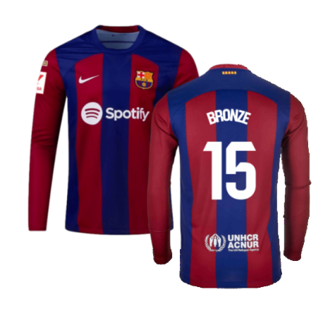 2023-2024 Barcelona Home Long Sleeve Shirt (Bronze 15)