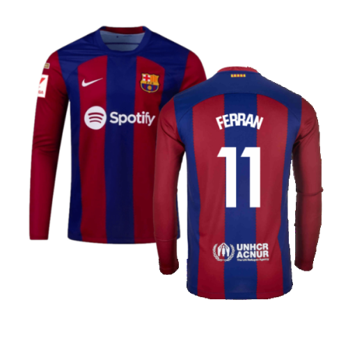 2023-2024 Barcelona Home Long Sleeve Shirt (Ferran 11)