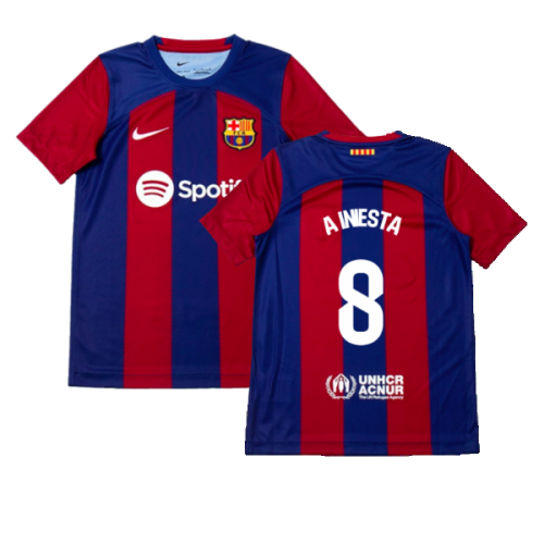 2023-2024 Barcelona Home Shirt (Kids) (A Iniesta 8)