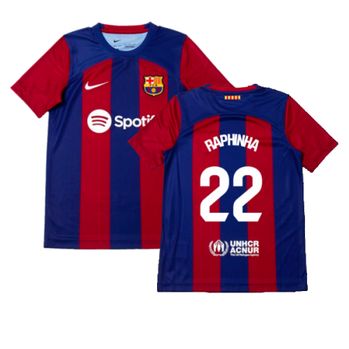 2023-2024 Barcelona Home Shirt (Kids) (Raphinha 22)