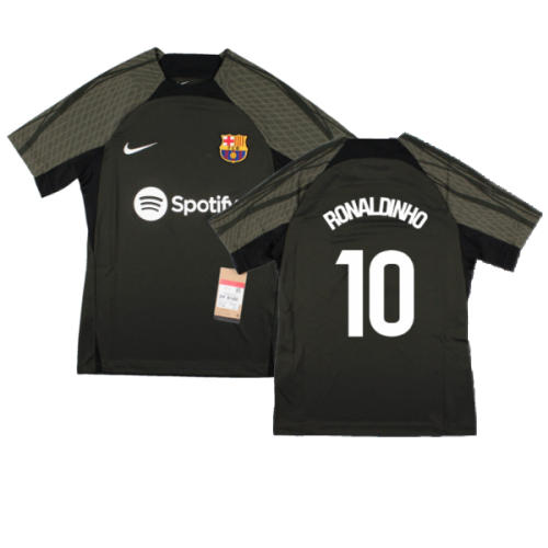 2023-2024 Barcelona Strike Dri-Fit Training Shirt (Sequoia) - Kids (Ronaldinho 10)