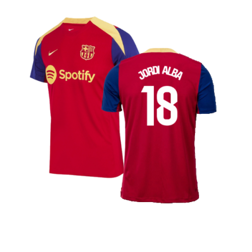 2023-2024 Barcelona Strike Training Shirt (Red) (Jordi Alba 18)