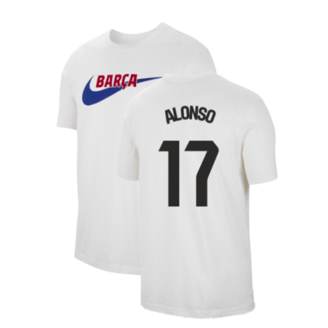 2023-2024 Barcelona Swoosh Club Tee (White) (Alonso 17)