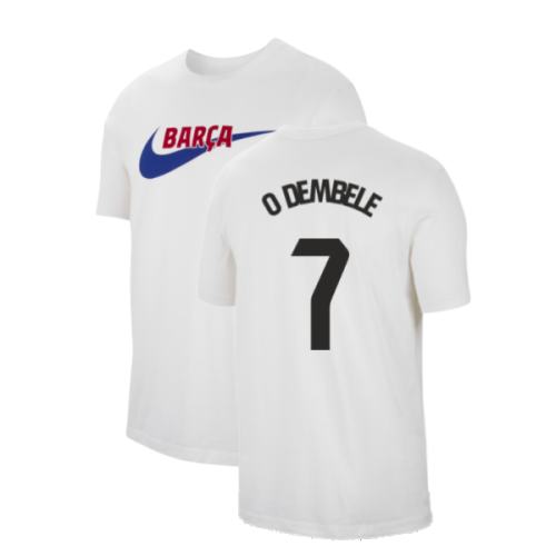 2023-2024 Barcelona Swoosh Club Tee (White) (O Dembele 7)