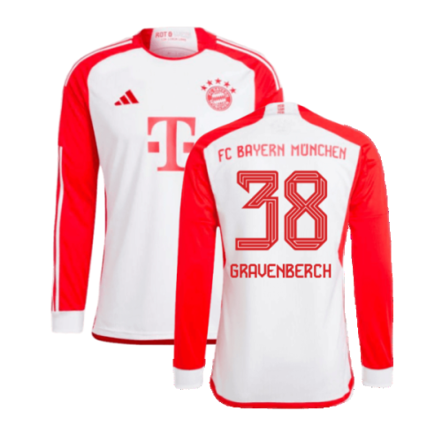 2023-2024 Bayern Munich Long Sleeve Home Shirt (Gravenberch 38)