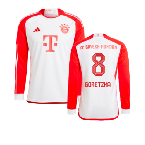 2023-2024 Bayern Munich Long Sleeve Home Shirt (Kids) (Goretzka 8)