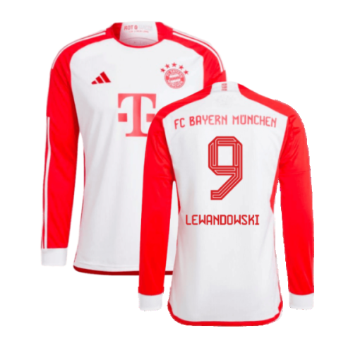 2023-2024 Bayern Munich Long Sleeve Home Shirt (Lewandowski 9)