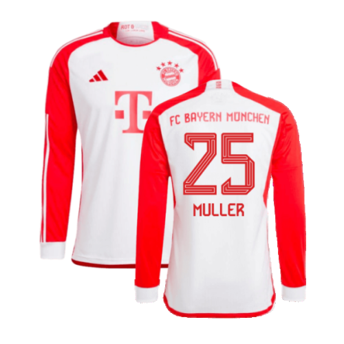 2023-2024 Bayern Munich Long Sleeve Home Shirt (Muller 25)